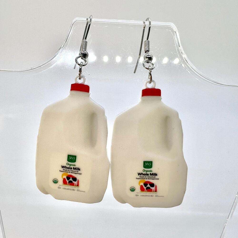 Milk Earrings - Milk Jugs - Milk Accessories - Cow Earrings - Milk and Cookies